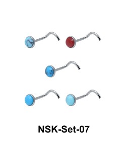 5 Silver Nose Stud Sets NSK-SET-07